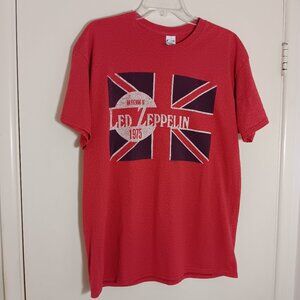 Led Zeppelin 1975 graphic  band tee red Gildan mens size  L
